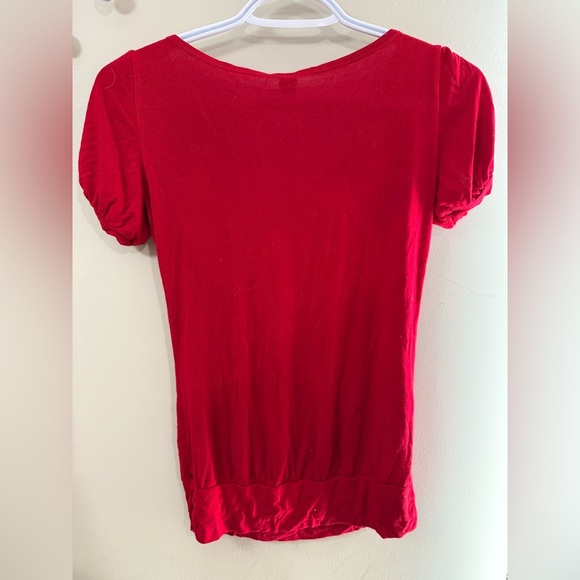 ICON Red Ruched Fitted Blouse - Picture 2 of 4